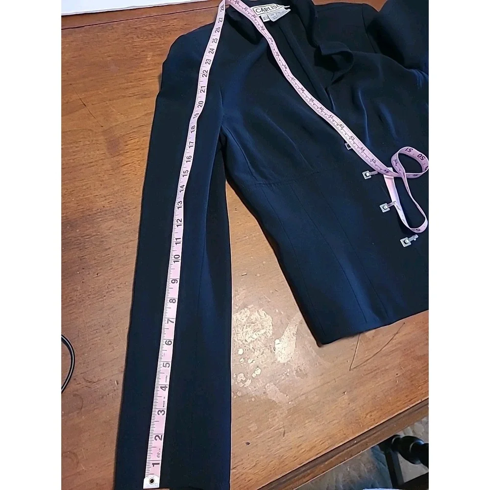 CARLISLE Womans Size 6 DIPLOMAT Black Wool Blend‎ BLAZER JACKET Silver